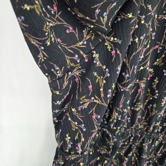 Ava & viv womens 4x black floral dress balloon sleeves elastic waist v neck - Picture 3 of 10